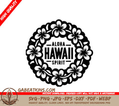 A Black And White Logo For Aloha Hawaii Spirit SVG - Hawaiian Lei Magic SVG