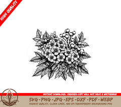 Hawthorn Flower Elegance SVG - Digital Product File