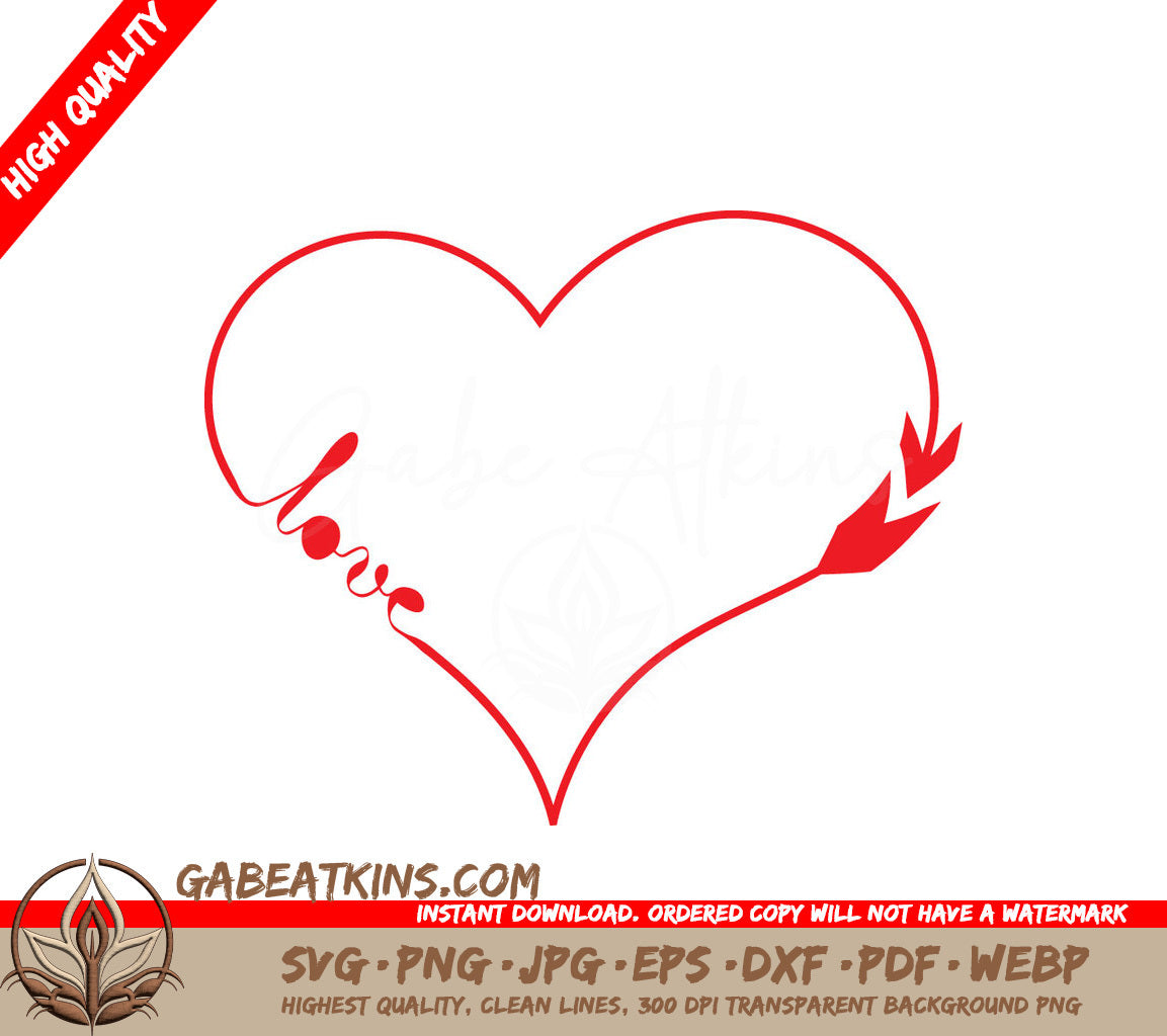 Red Heart with Love SVG - Heart Arrows Cut File SVG