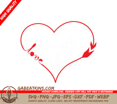 Red Heart with Love SVG - Heart Arrows Cut File SVG