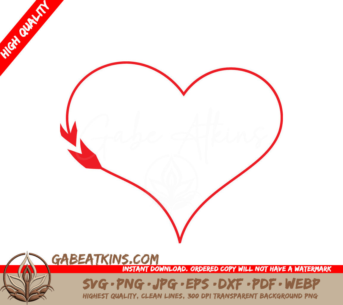 Red Heart with Arrow SVG Cut File - Valentines Day Design SVG