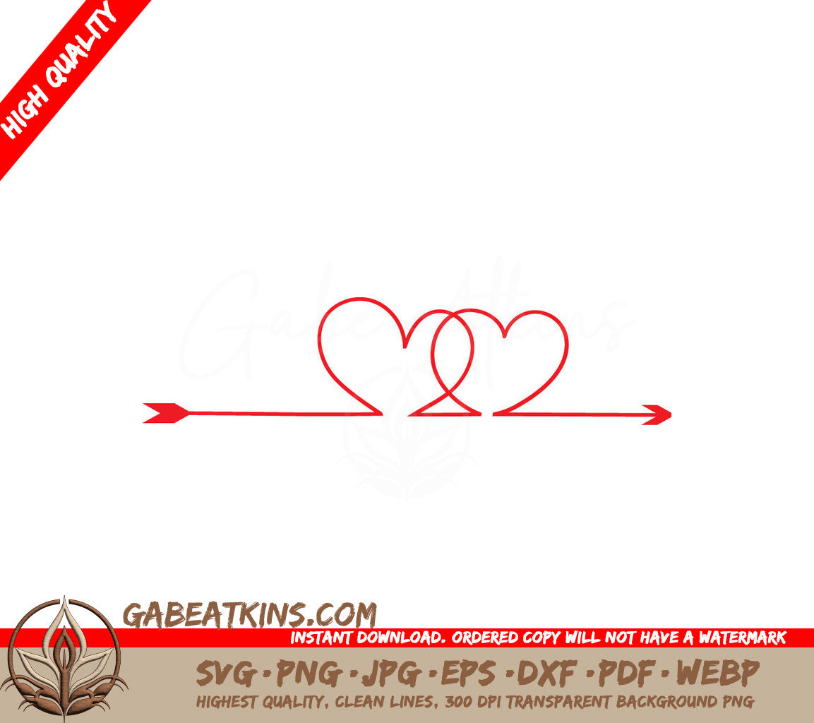 Red Arrow Double Heart SVG Cut File - Valentines Day Design SVG