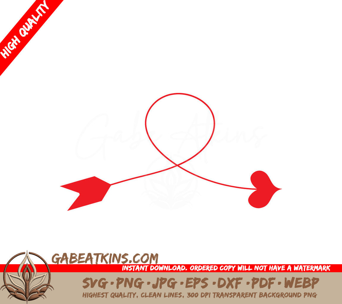 Red Arrow with Heart SVG Cut File - Valentines Day Design SVG