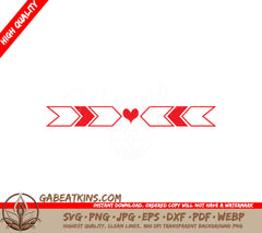 Red & White Heart Design SVG with Arrows - Cut File SVG