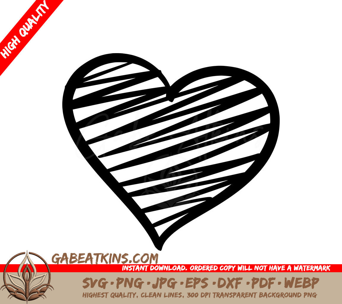  Striped Heart SVG - Hand Drawn, Minimalist Design SVG