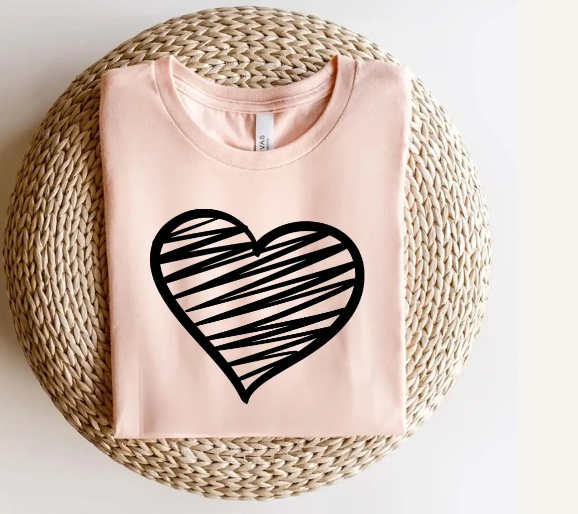  Striped Heart SVG - Hand Drawn, Minimalist Design SVG