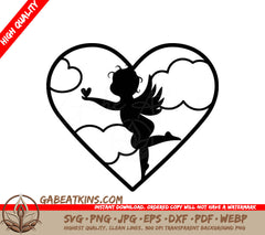 Valentines Day Cupid Heart SVG - Silhouette Design SVG