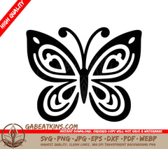 Heart Butterfly SVG - A Black And White Butterfly With Hearts On Its Wings