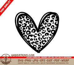 A Black And White Heart With A Leopard Print On It SVG - Heart Print SVG SVG