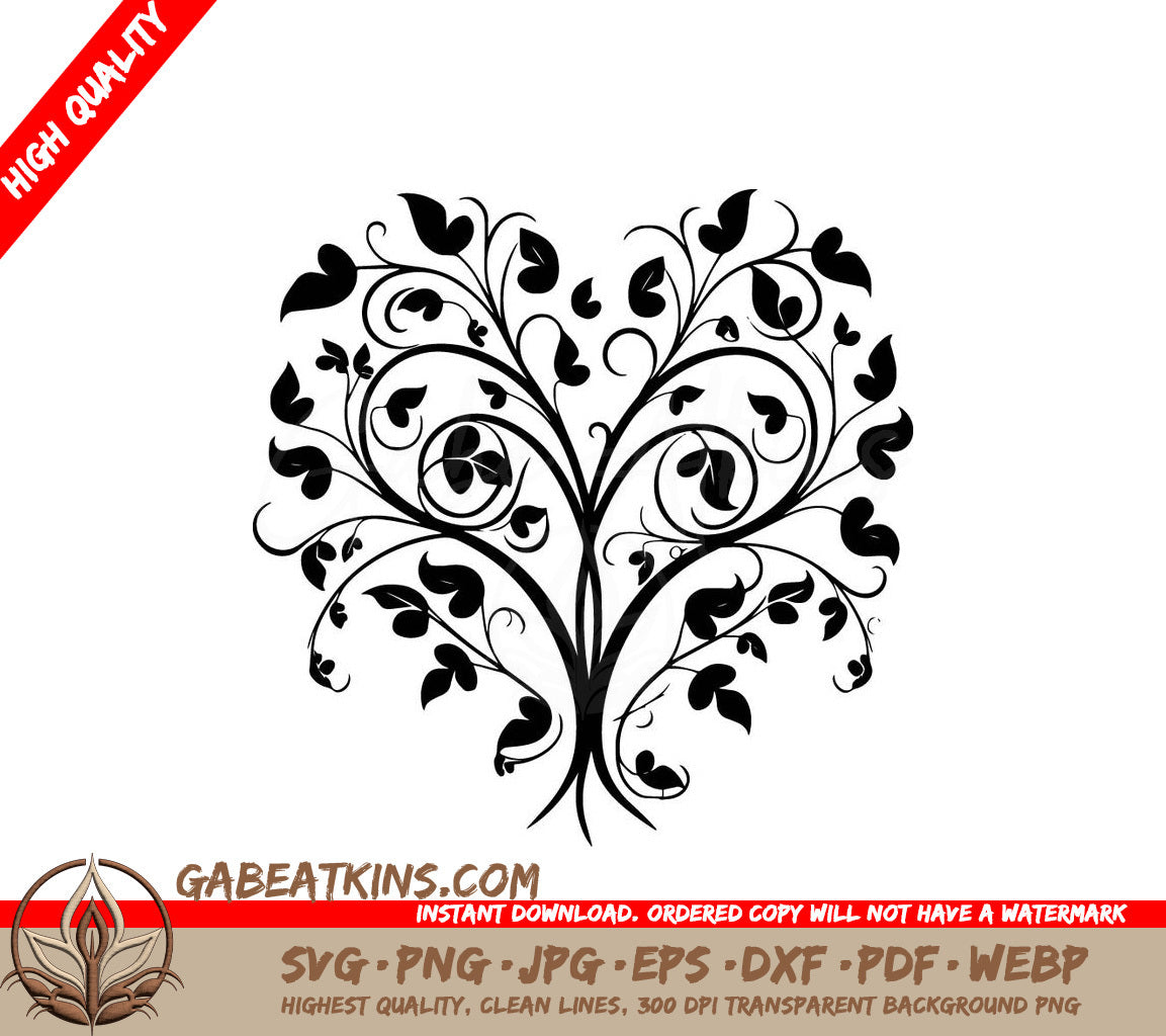  A Tree With Leaves And Swirls SVG - Heart Tree SVG