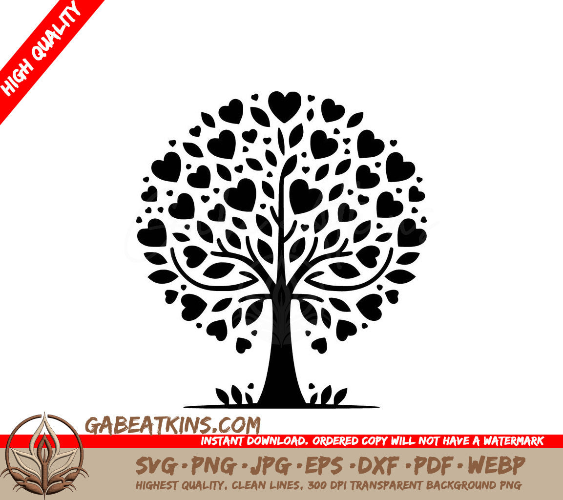 A Tree With Hearts And Leaves On It SVG - Heart Tree Harmony SVG