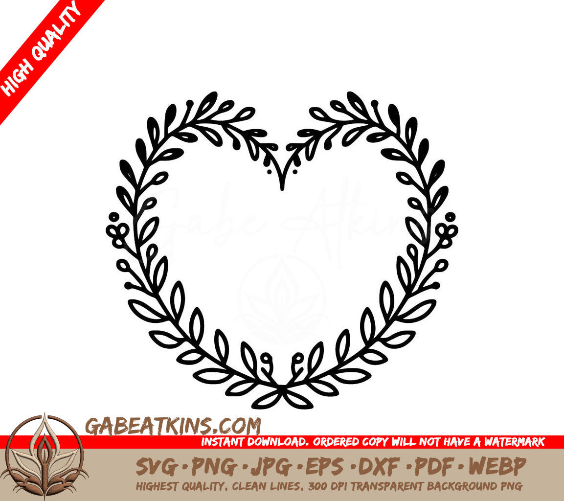 A Heart Shaped Wreath Made Of Leaves And Branches SVG - Heart Wreath SVG