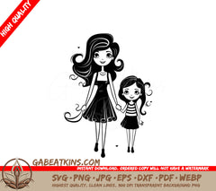  Mother Daughter Holding Hands SVG - Happy Family Cartoon Icon SVG