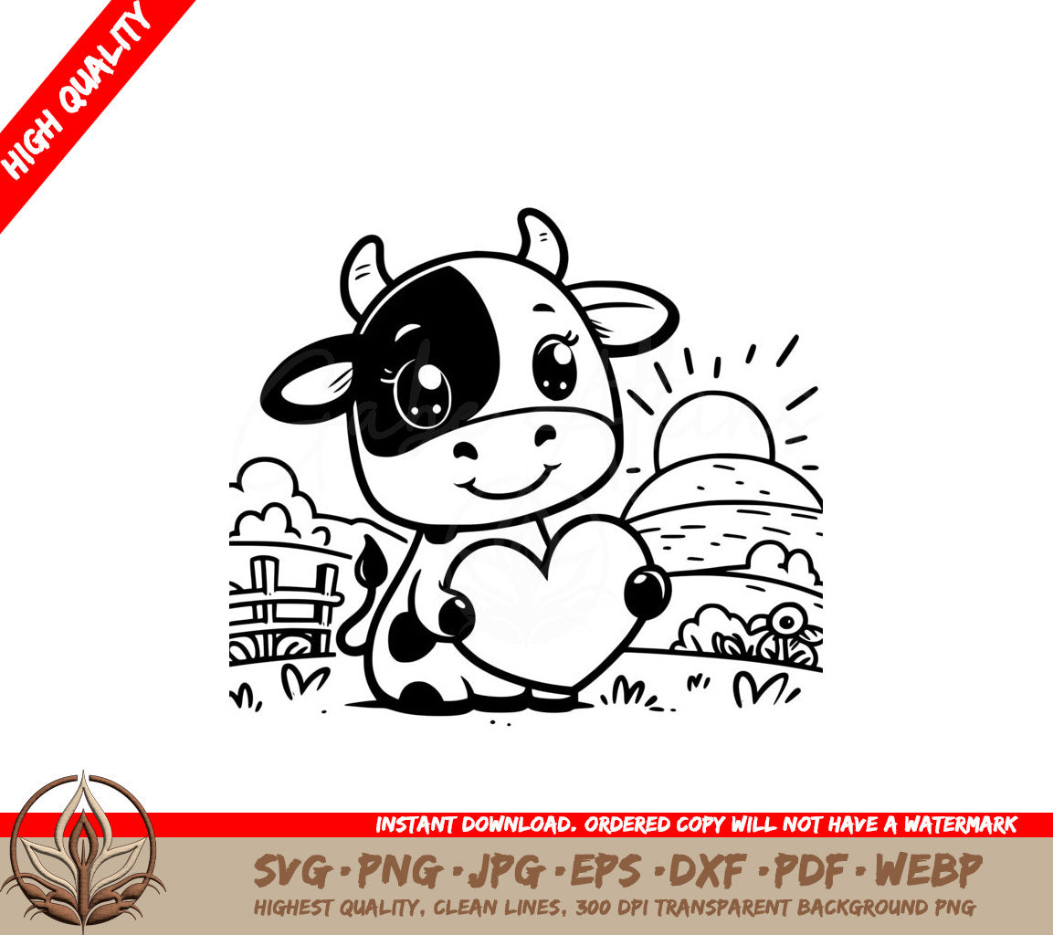 Heartfelt Country Cow SVG - Digital Product in Various Formats