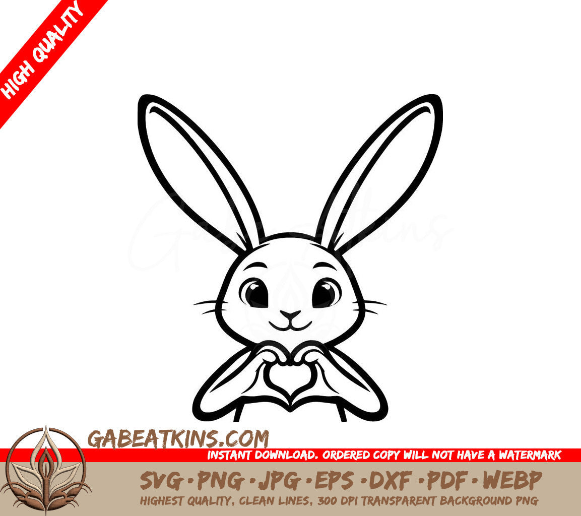  A Bunny Making A Heart Shape With Its Hands SVG - Heartfelt Hare SVG