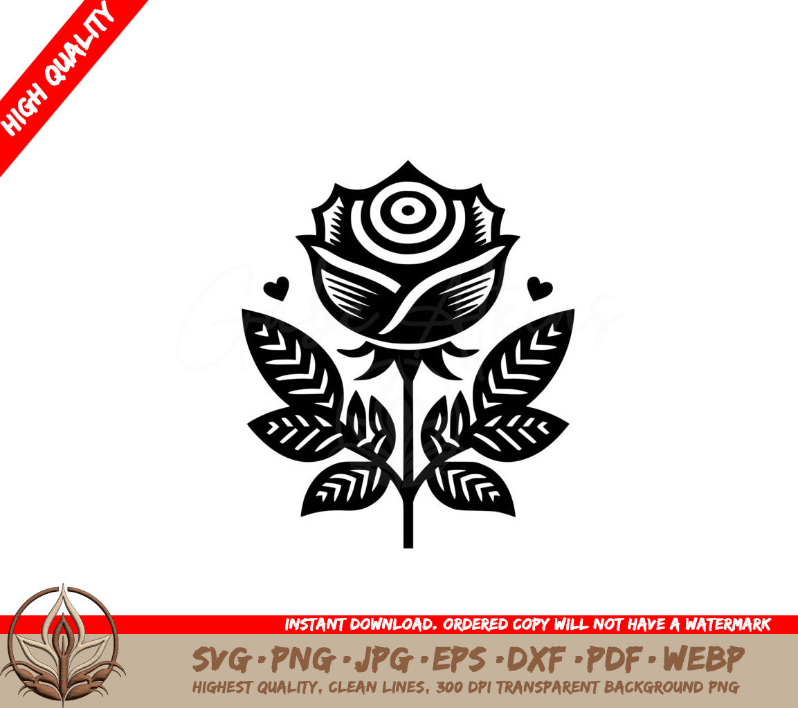 Heartfelt Rose SVG File Offered in Various Formats