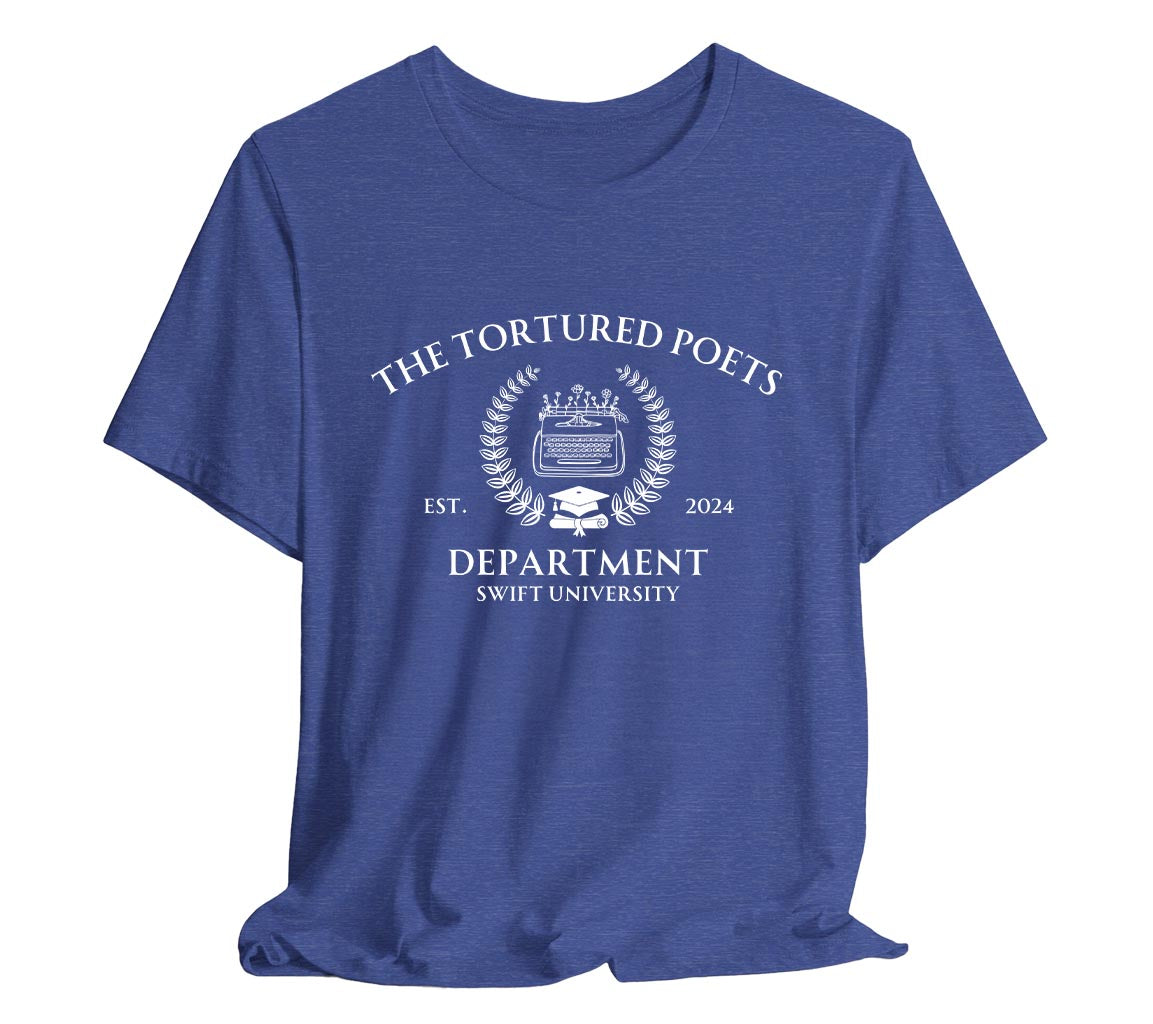 The Tortured Poets Department Swift University T-Shirt | TTPD Swift University T-Shirt | Taylor Swift Inspired T-Shirts Commemorating New Album Release, Taylor Swift T-Shirt, The Tortured Poets Department Merch, TTPD Shirt, Swiftie Merch, New Album Merch, Taylor Swift Fan Gift, College Tee, Fan Club Tee, Bella Canvas 3001 t-shirt