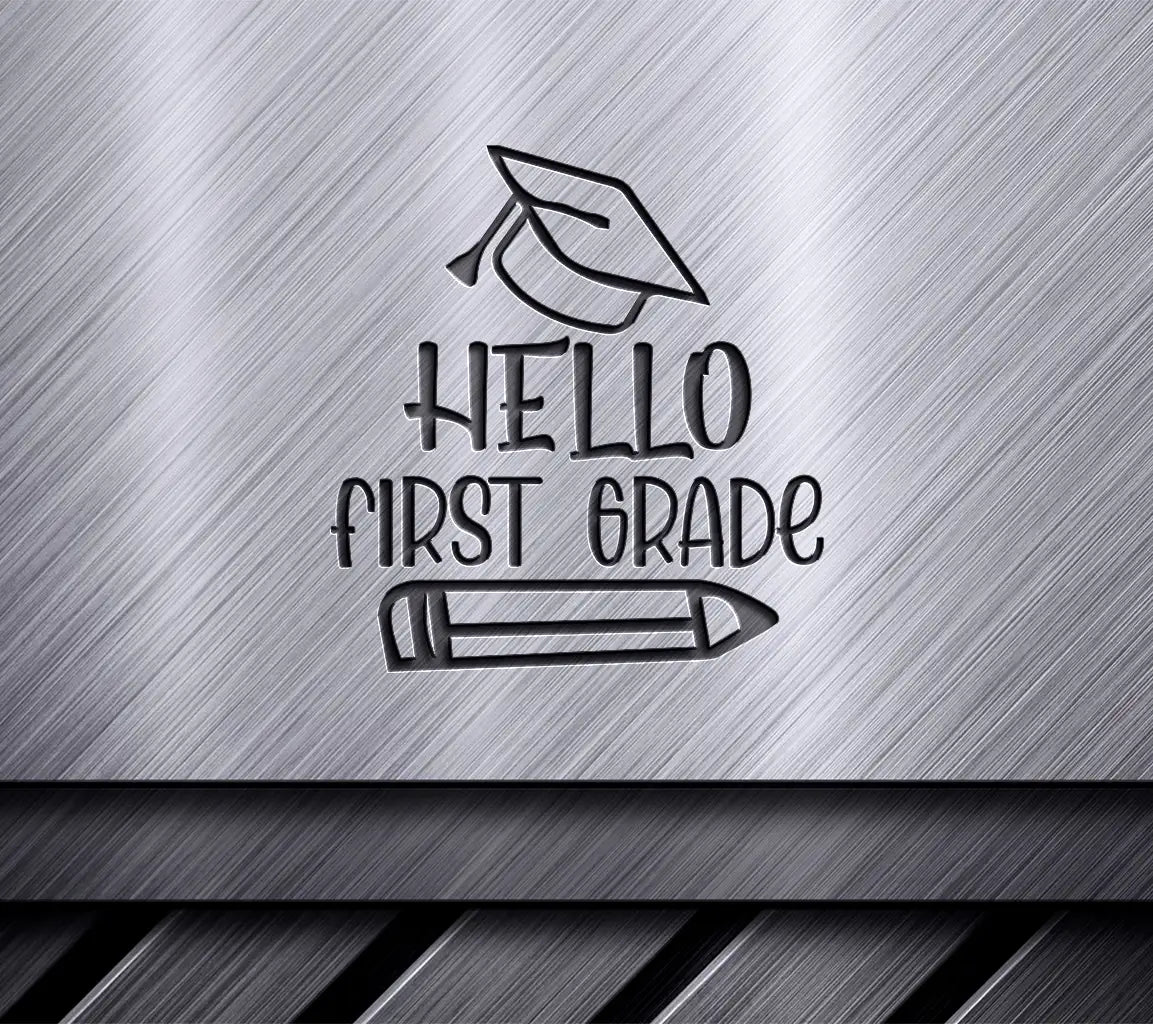 Hello First Grade Graduation Cap & Pencil SVG Cut File SVG