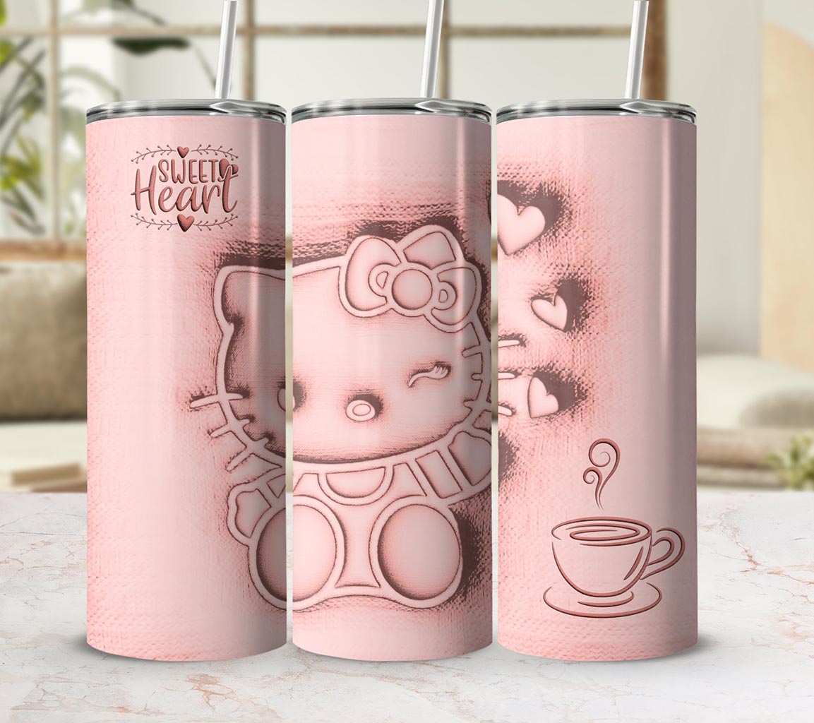 Hello Kitty Tumbler Wrap: Adorable 20oz Tumbler Wrap Sublimation Desig | Adorable 20oz Tumbler Wrap Sublimation Design PNG