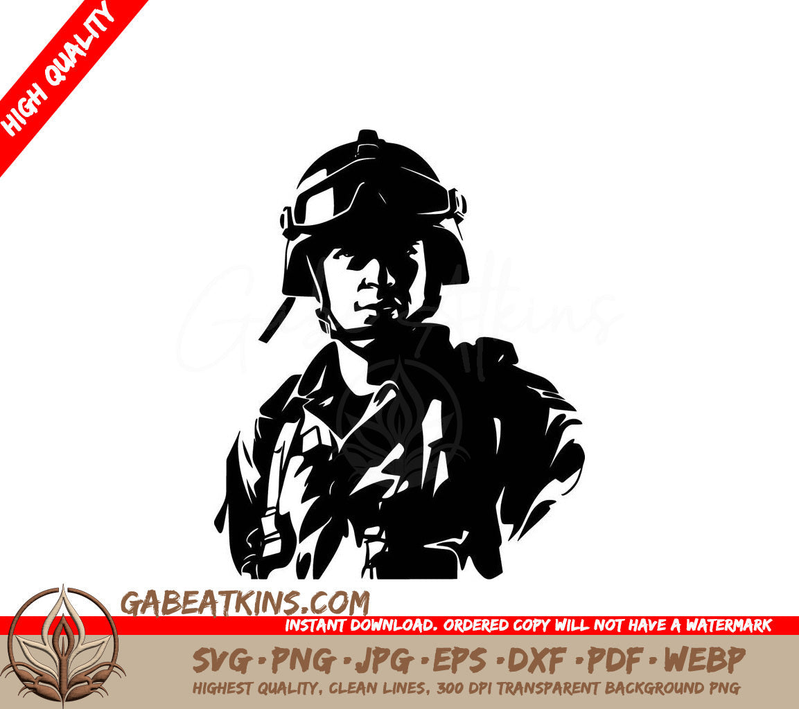  A Soldier Wearing A Helmet And Goggles SVG - Hero Soldier SVG