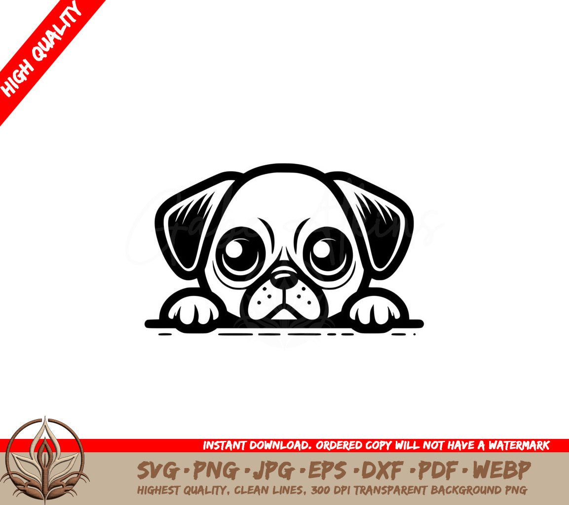 Hide-and-seek Puggle SVG - Digital File in Multiple Formats