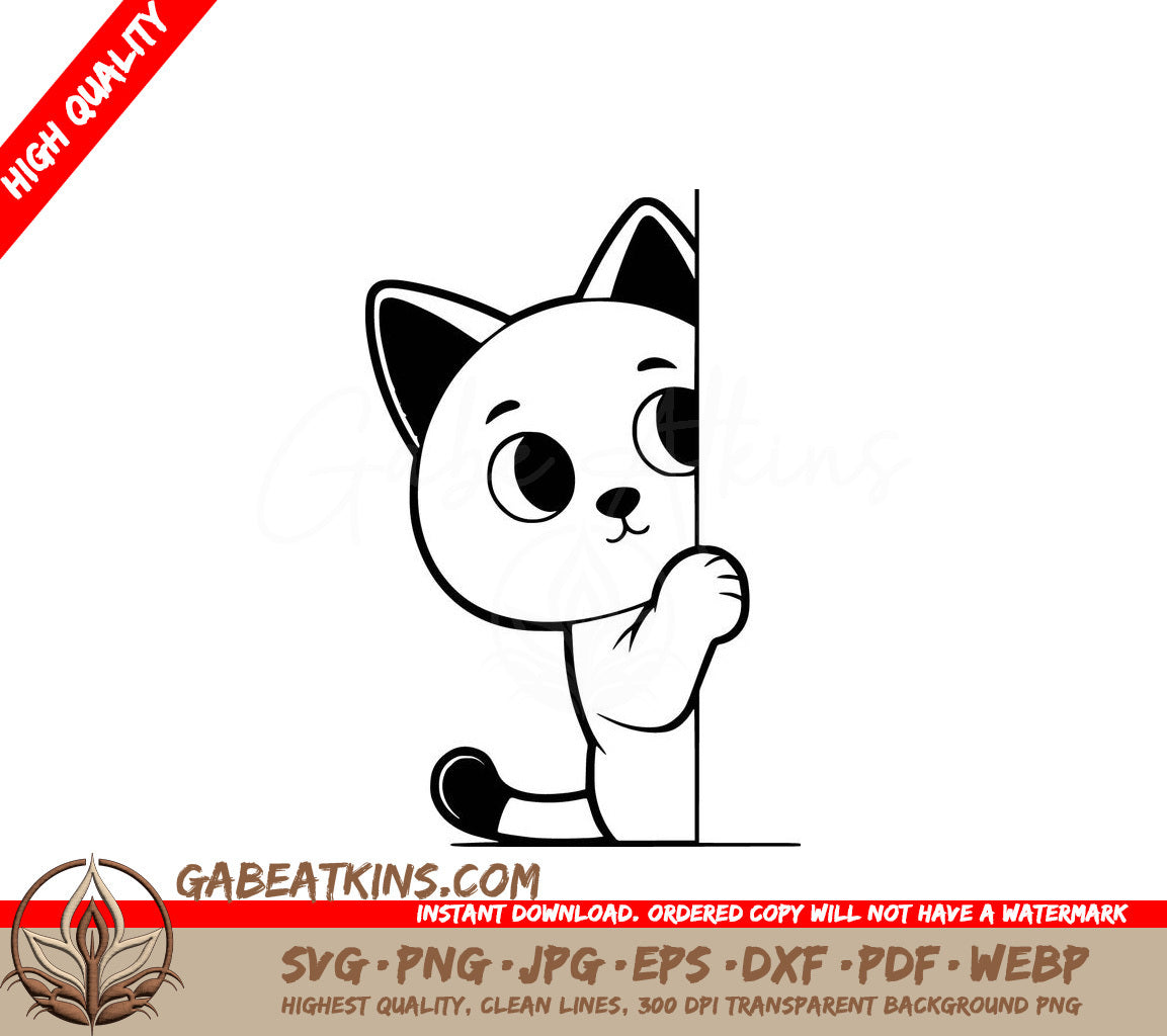  A Cat Peeking Behind A Wall SVG - Hide and Seek Whiskers SVG