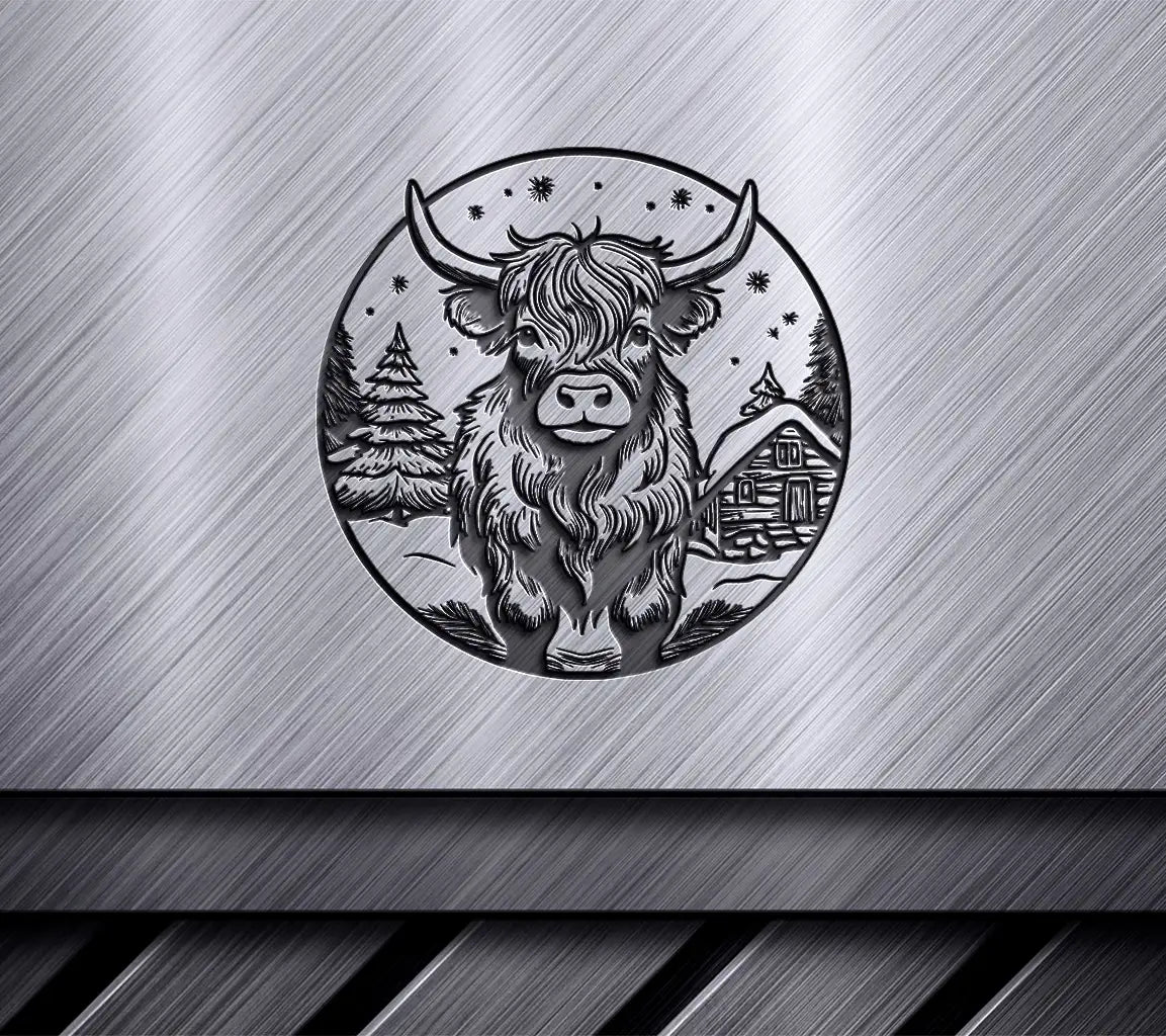  Yak in the Snow - Christmas Cabin Glow SVG SVG