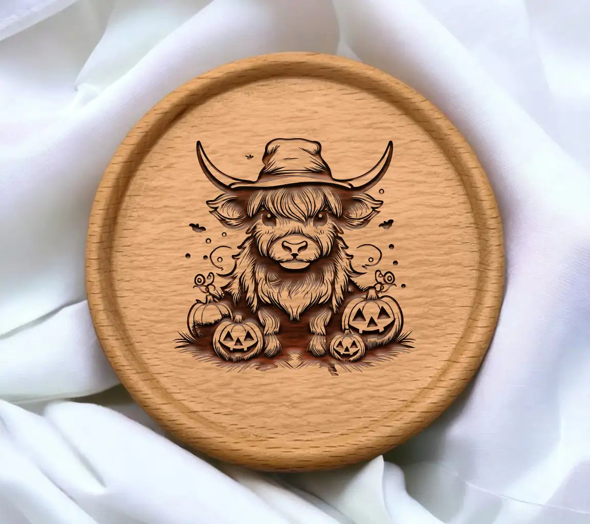 Highland Cow Witch Scarecrow SVG -  Pumpkin Patch Design SVG