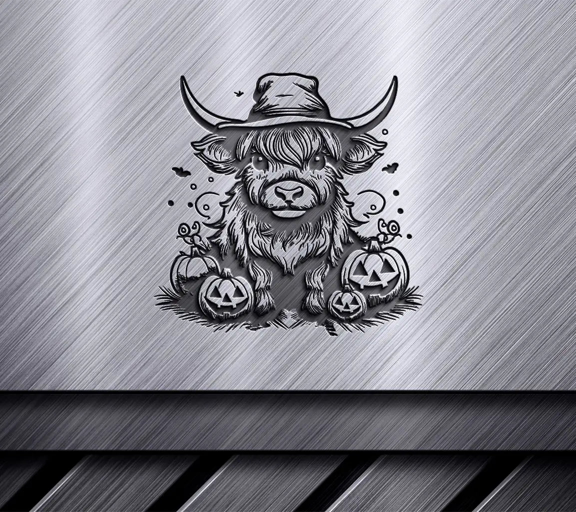 Highland Cow Witch Scarecrow SVG -  Pumpkin Patch Design SVG