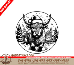 Yak in Santa Hat Christmas Sleigh Ride SVG SVG