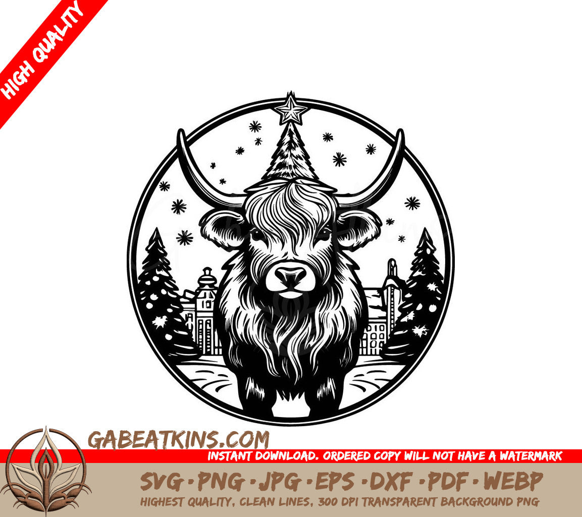 Highland Cow & Bull Christmas SVG Bundle -  Silhouette SVG