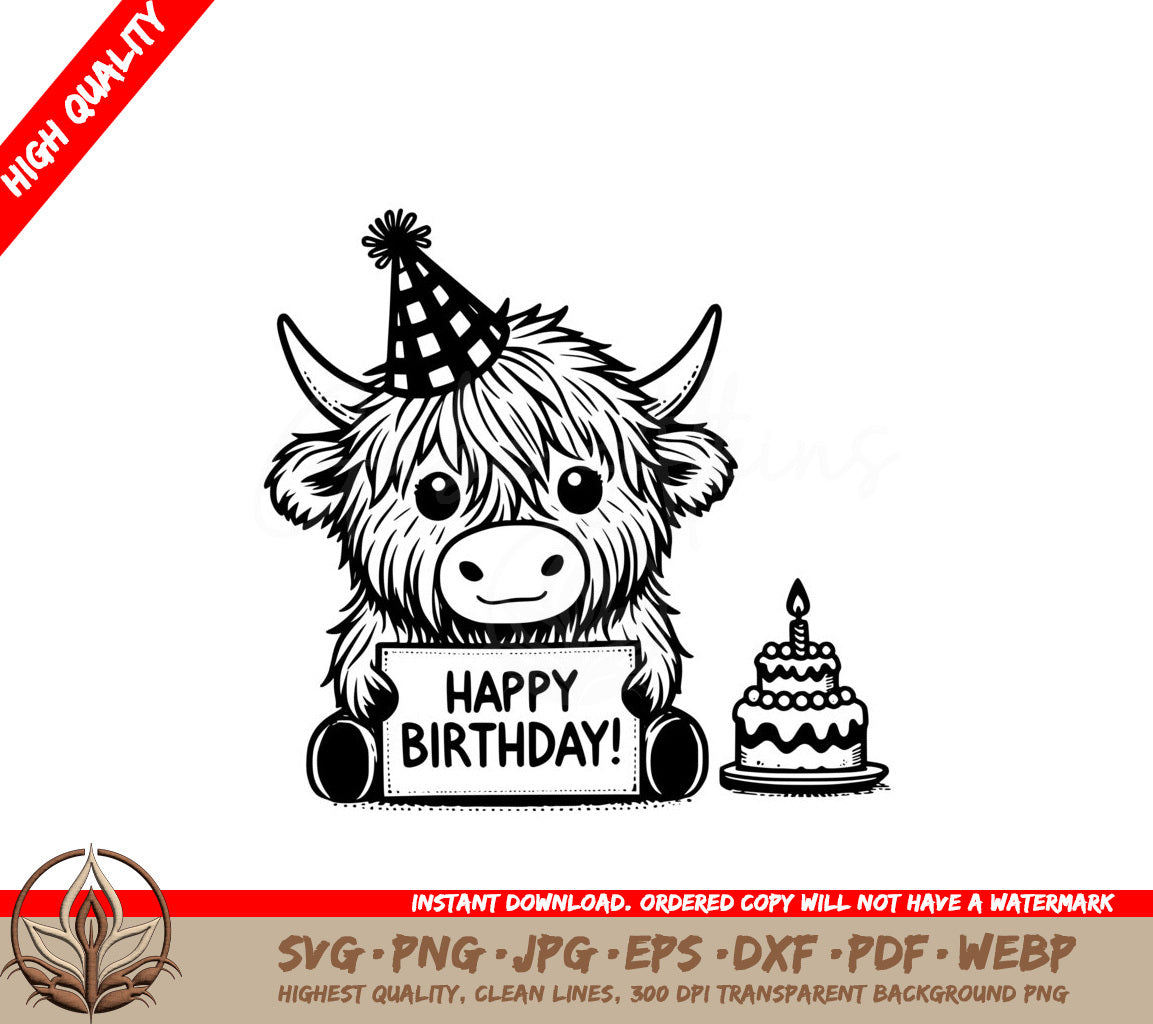 Highland Cow Birthday Bash SVG