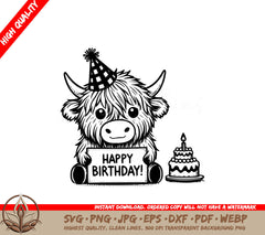 Highland Cow Birthday Bash SVG