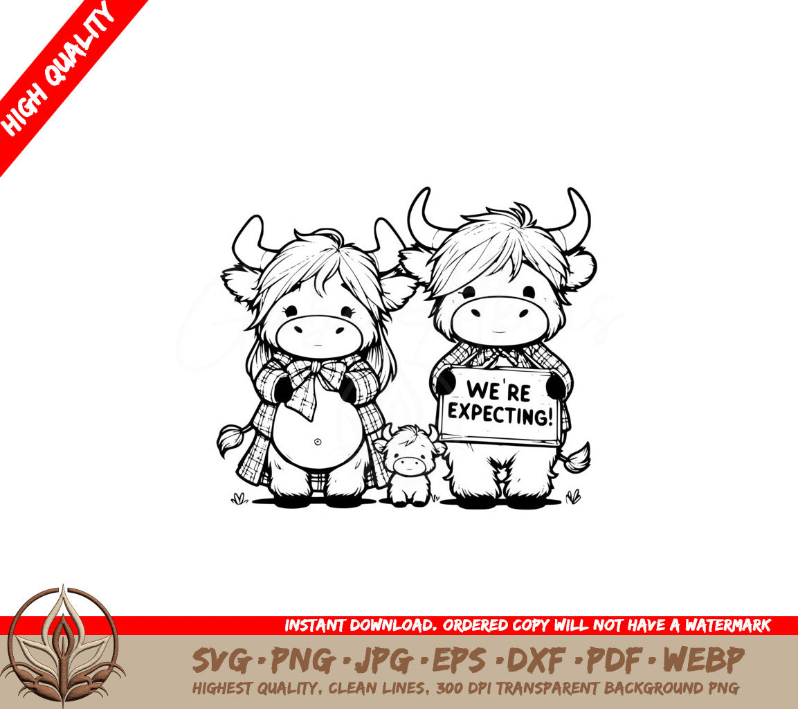 Highland Cow Family Joy SVG - Digital File in Various Formats