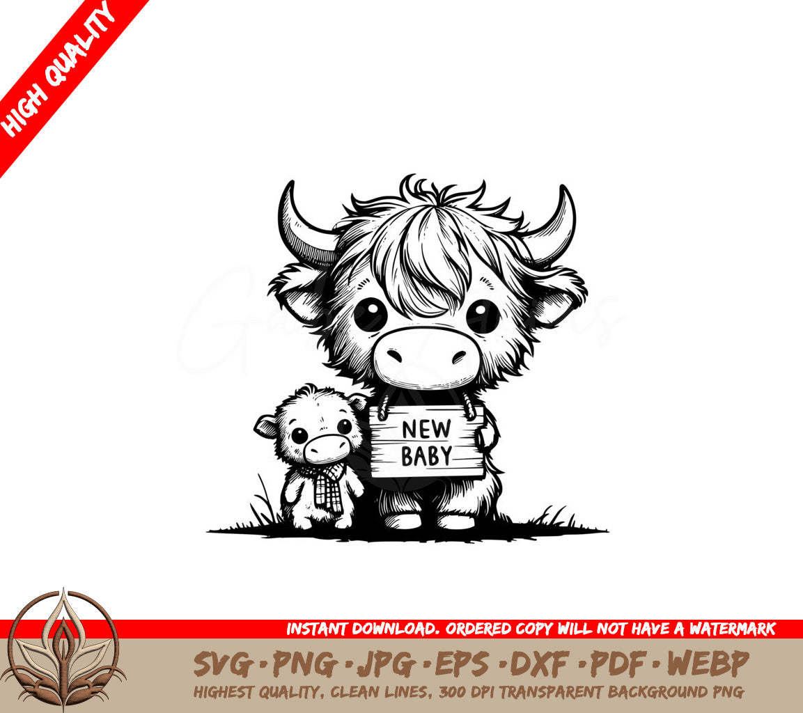 Highland Cow Family News SVG