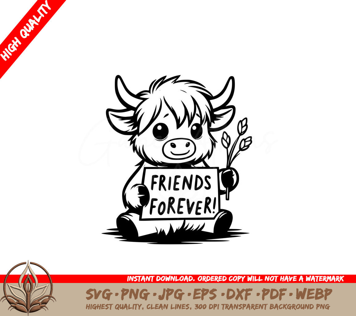 Highland Cow Friend SVG - Digital File with Multiple Formats