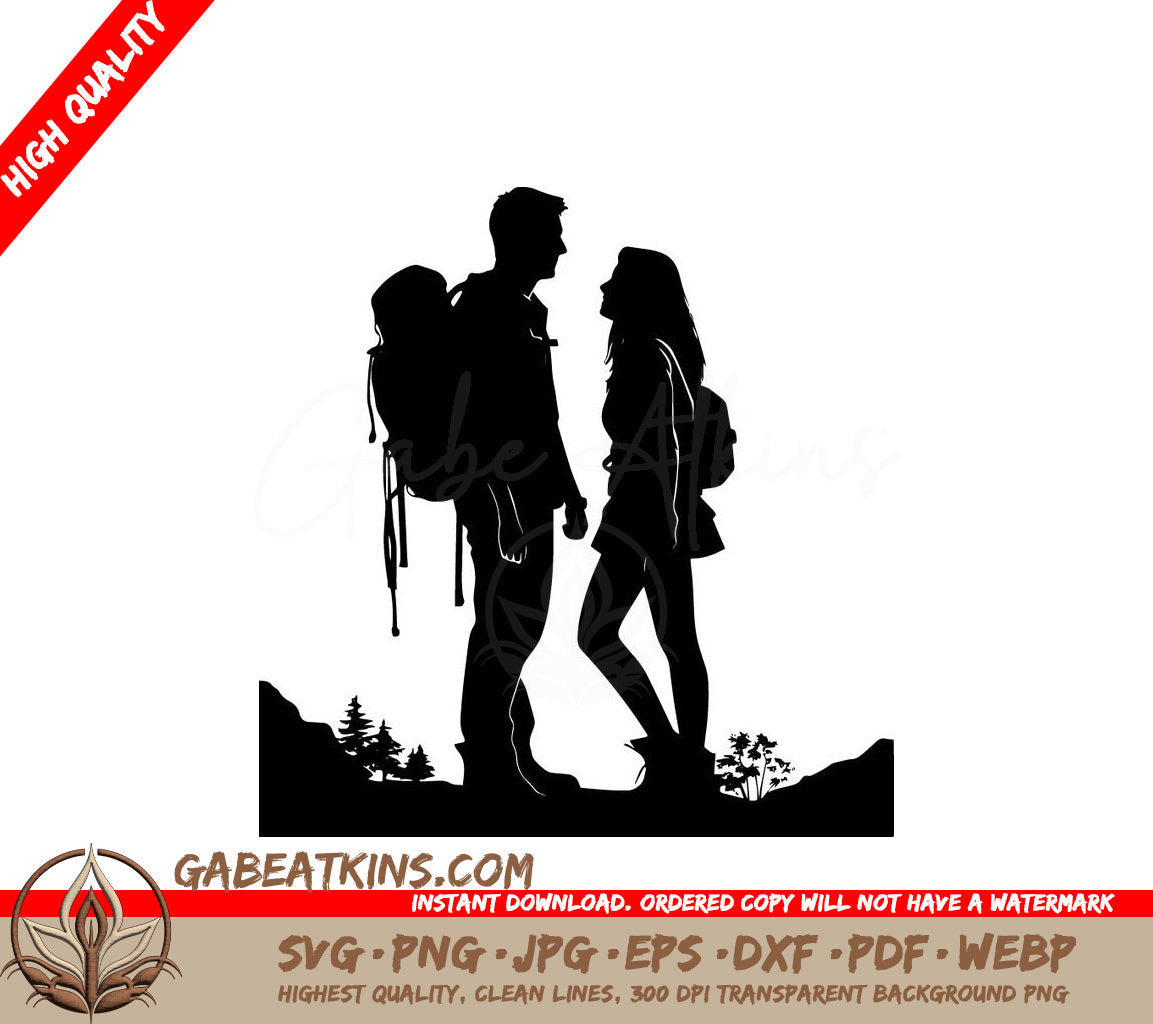 A Journey Together Logo With A Man And Woman Holding Hands SVG - Hiking Duo SVG