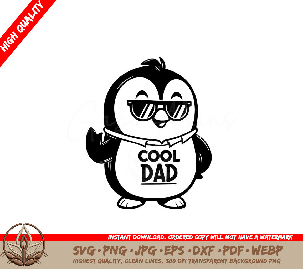 Hip Dad Penguin SVG - Digital file with multiple formats for flexibility