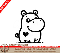  A Hippo With A Heart On Its Chest SVG - Hippo Love SVG