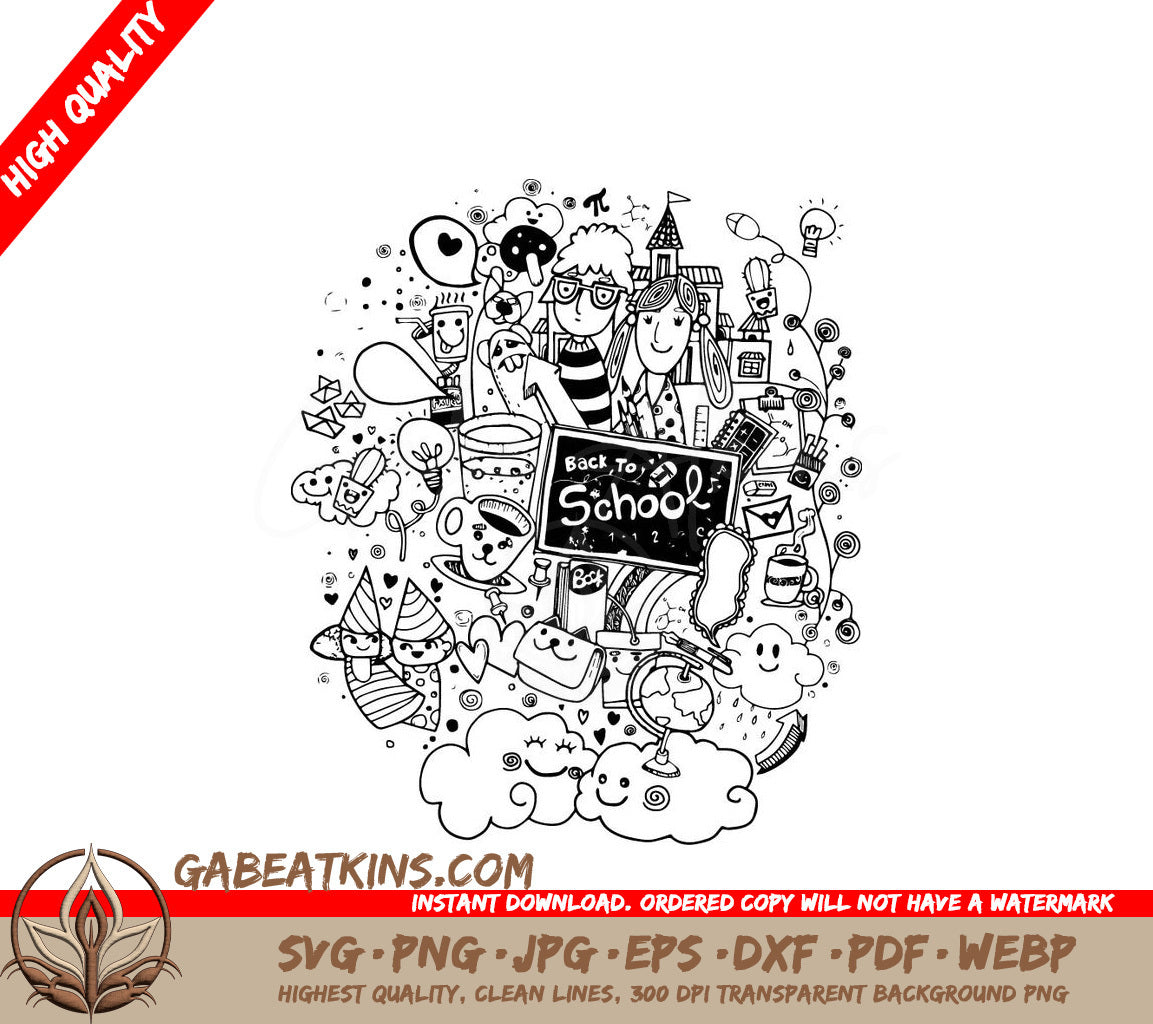 Back to School Doodle SVG Set - Hipster  Drawing SVG