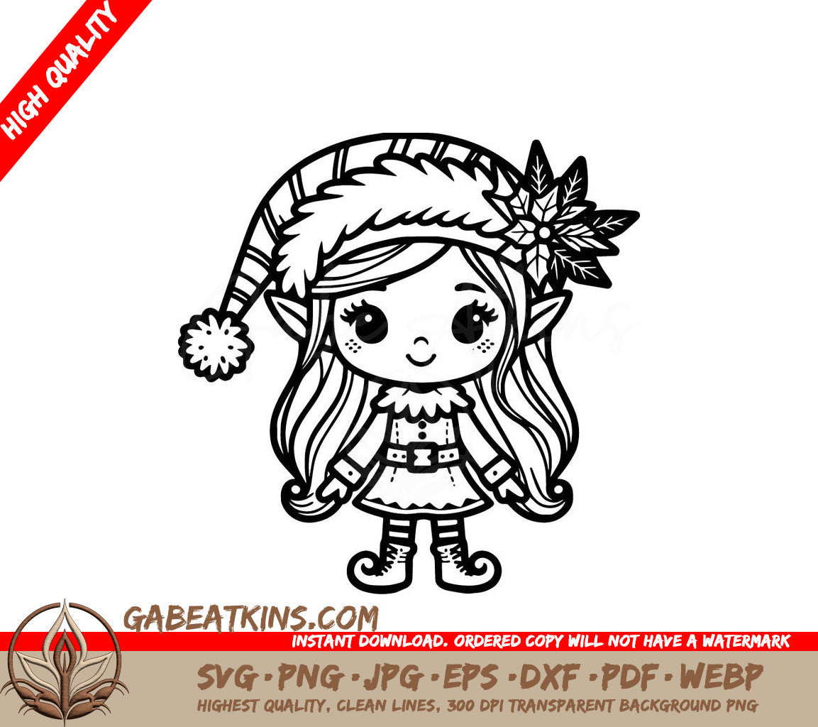  A Girl Dressed As An Elf SVG - Holiday Elf Girl SVG