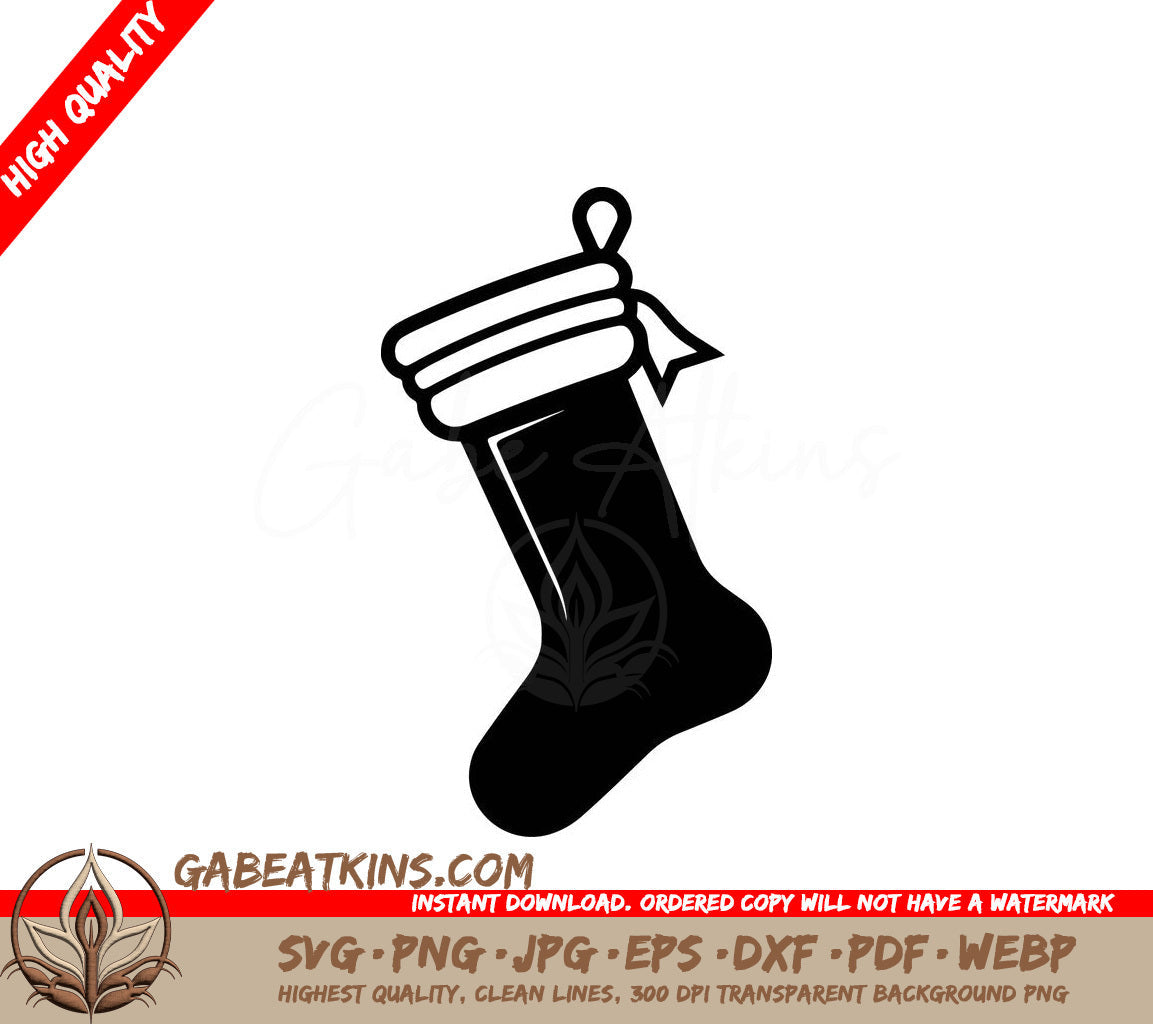  A Christmas Stocking With A Bow SVG - Holiday Stocking SVG