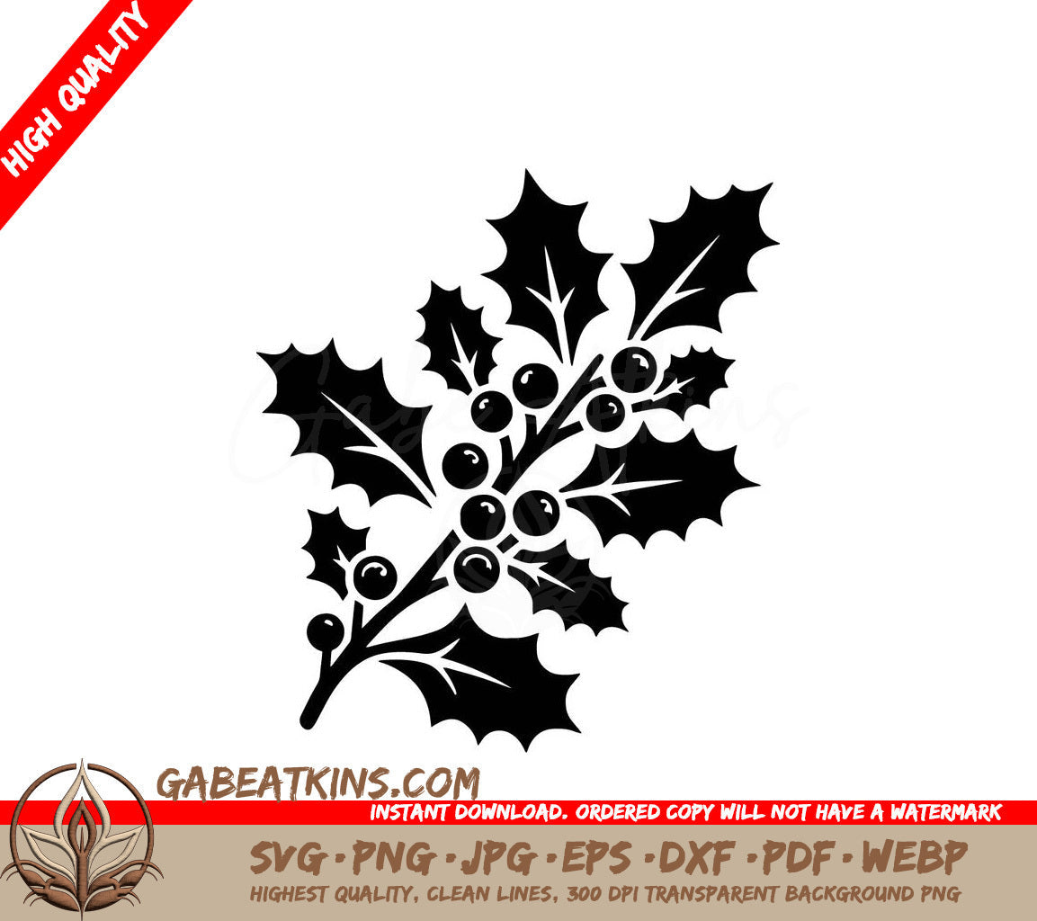  A Holly Branch With Berries SVG - Holly Berry Branch SVG