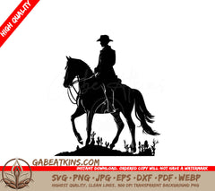 A Man In A Cowboy Hat Is Riding A Horse SVG - Horse And Rider SVG