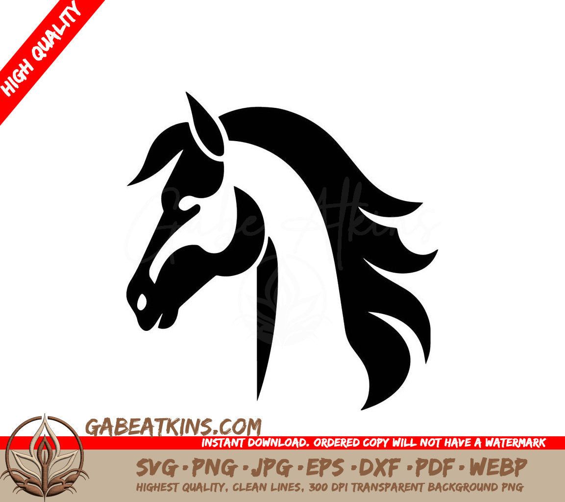  A Horses Head SVG - Horse Black and White Vector illustration SVG