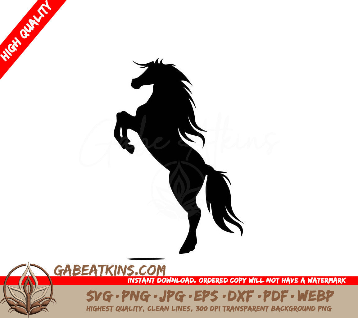 A Silhouette Of A Horse Standing On Its Hind Legs SVG - Horse Logo Template Vector illustration SVG