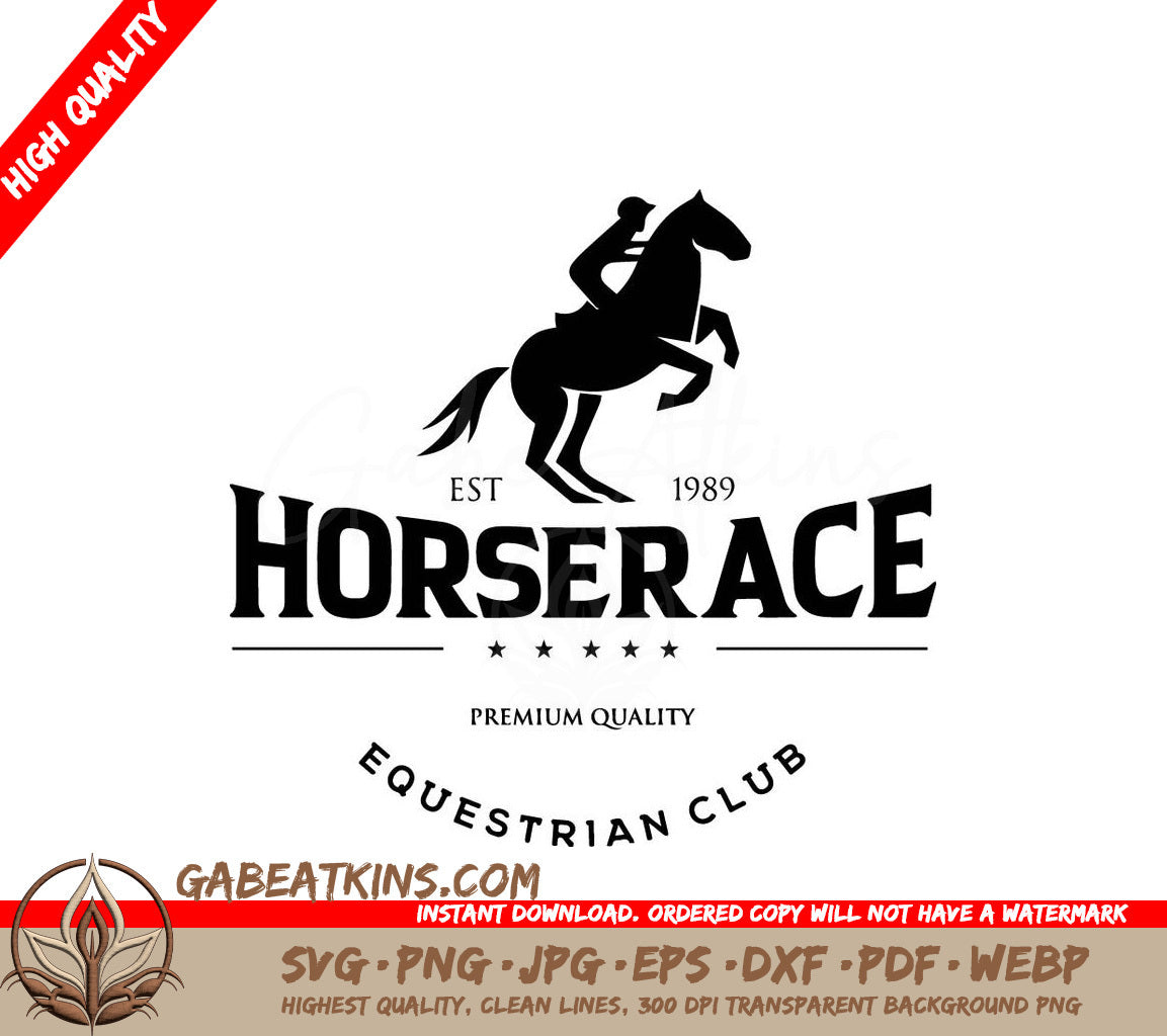 A Black And White Logo For Horserace Equestrian Club SVG - Horse Race Logo Design black silhouette SVG