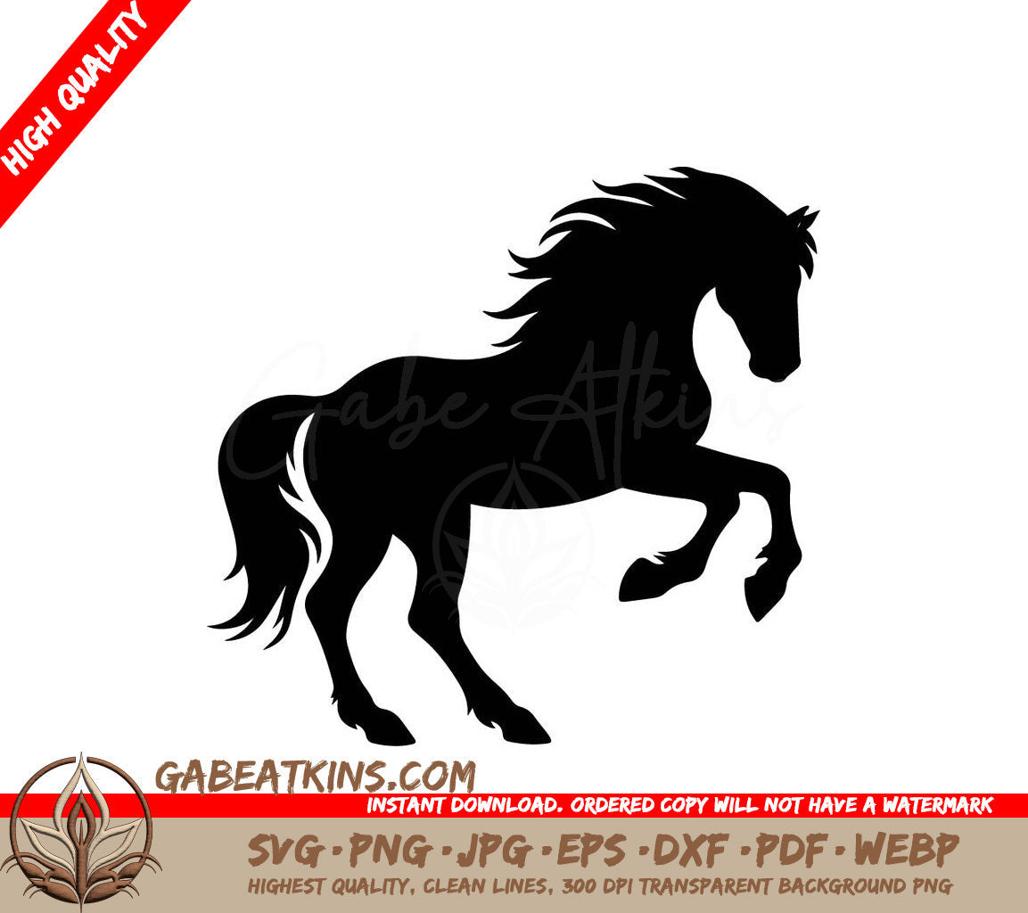 A Silhouette Of A Horse Standing On Its Hind Legs SVG - Horse Silhouette Vector SVG