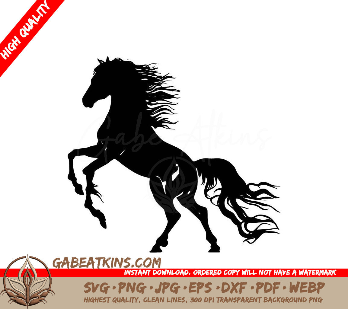 A Silhouette Of A Horse Standing On Its Hind Legs SVG - Horse Standing Up SVG