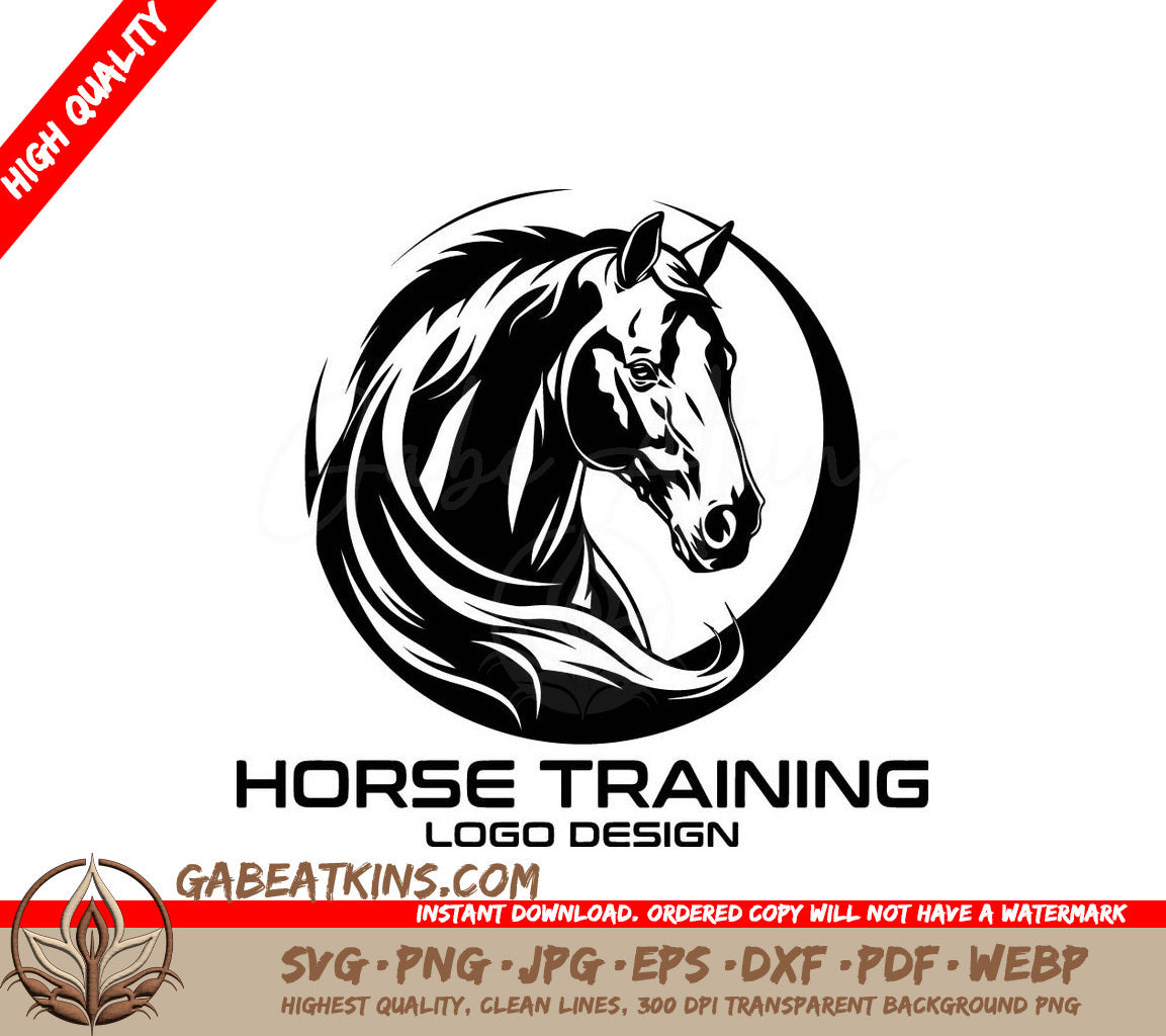 A Black And White Horse Logo For Horse Training SVG - Horse Training Vector Logo Design SVG